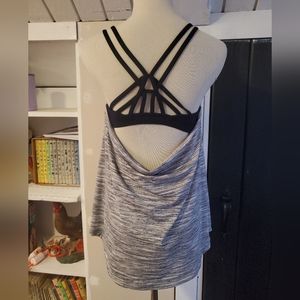 Lululemon Moment To Movement 2-In-1 Tank w/Sports Bra Size 6 Space Dye Camo Grey